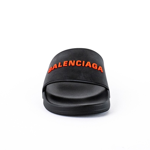 Balenciaga Black Red Pool Slide Sandals Men’s Rubber Logo - NEW - EU 44 | US 11 main image 8